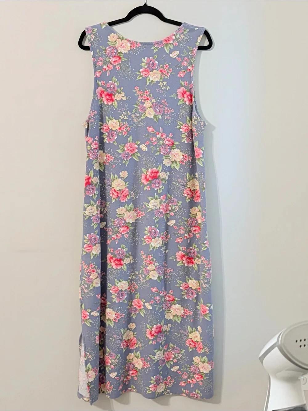 Bechamel Floral Cotton Maxi Dress Blue Pink Sleeveless Cottagecore Womens M